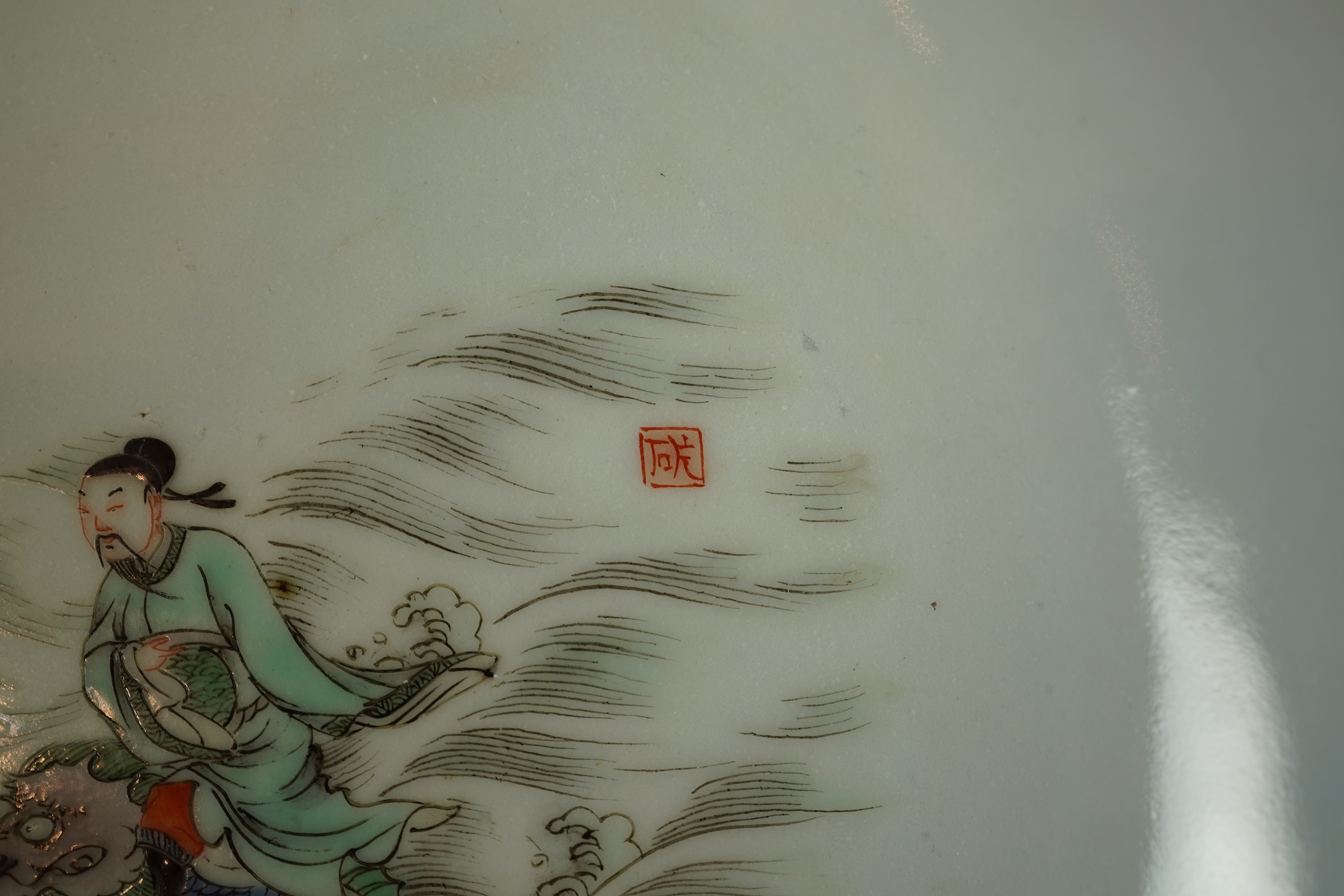 A Chinese famille verte dish, Xuande mark but later